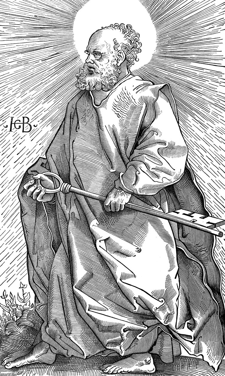 St Peter håller sin symbol för en nyckel, c1490-1550 av Hans Baldung