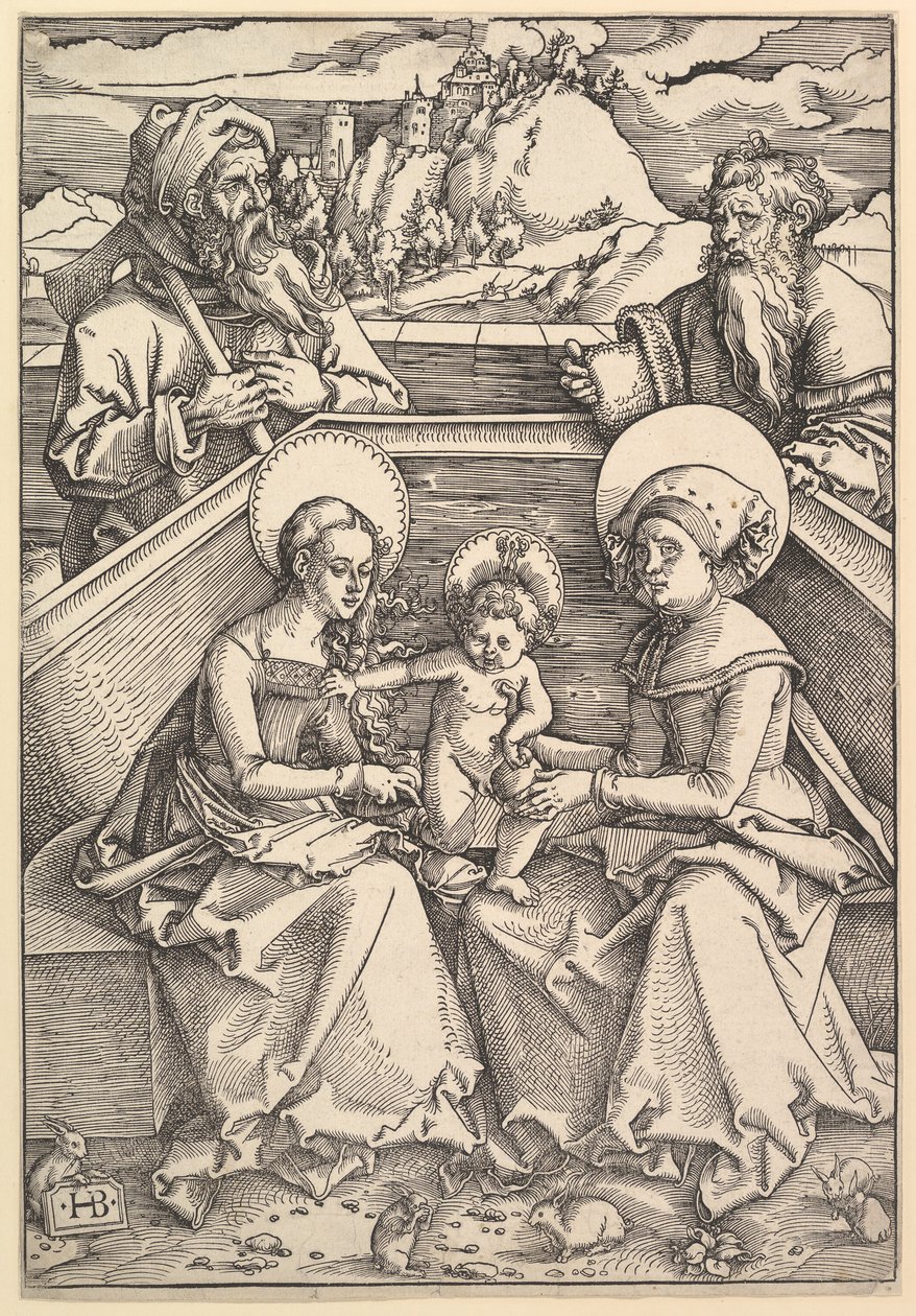 Den heliga familjen med den heliga Anna och den helige Joachim. av Hans Baldung