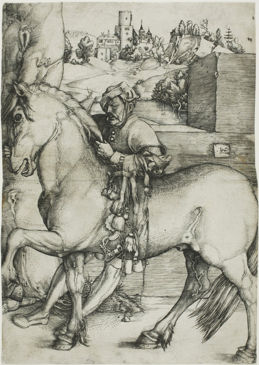En brudgum som tyglar en häst av Hans Baldung Grien