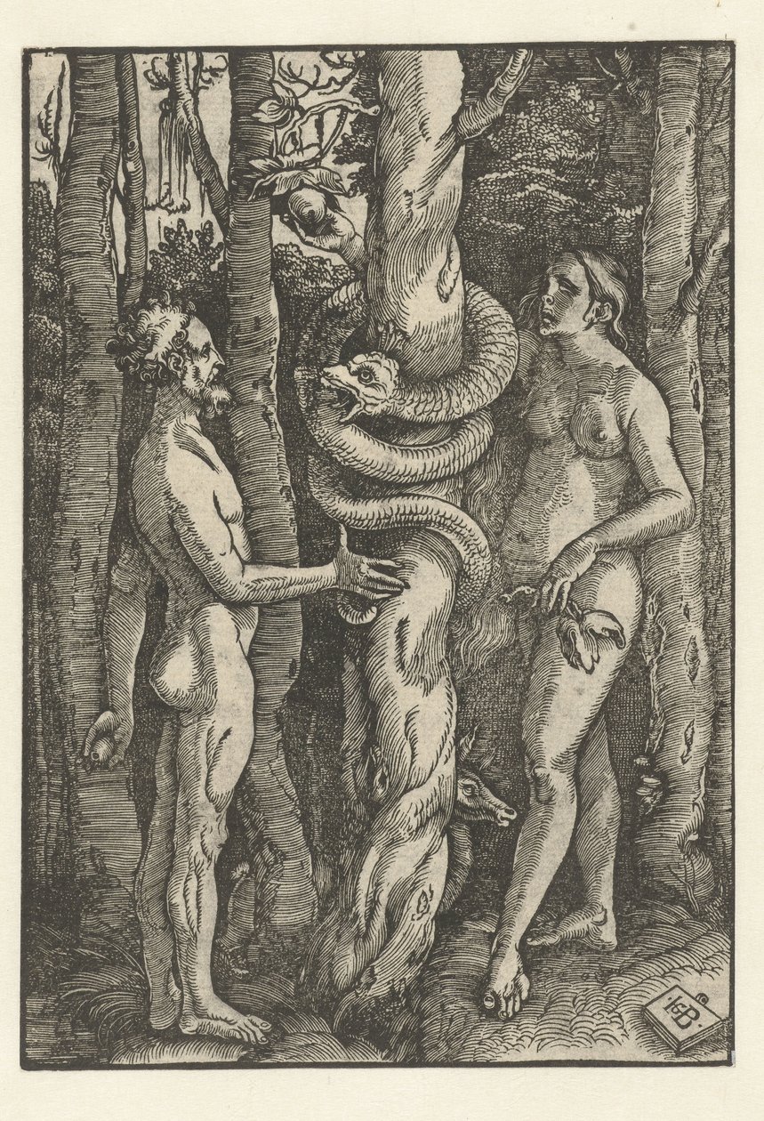 Adam och Eva med ormen Frestelse av Hans Baldung Grien