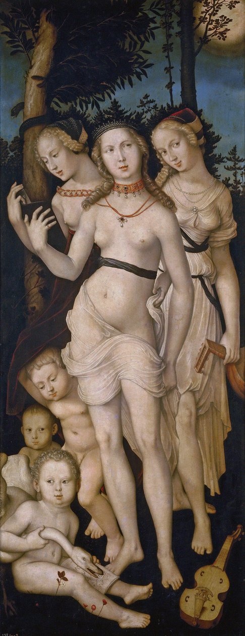 Tyska: Die Jugend (Die drei Grazien) Harmoni, eller De tre gracerna av Hans Baldung Grien