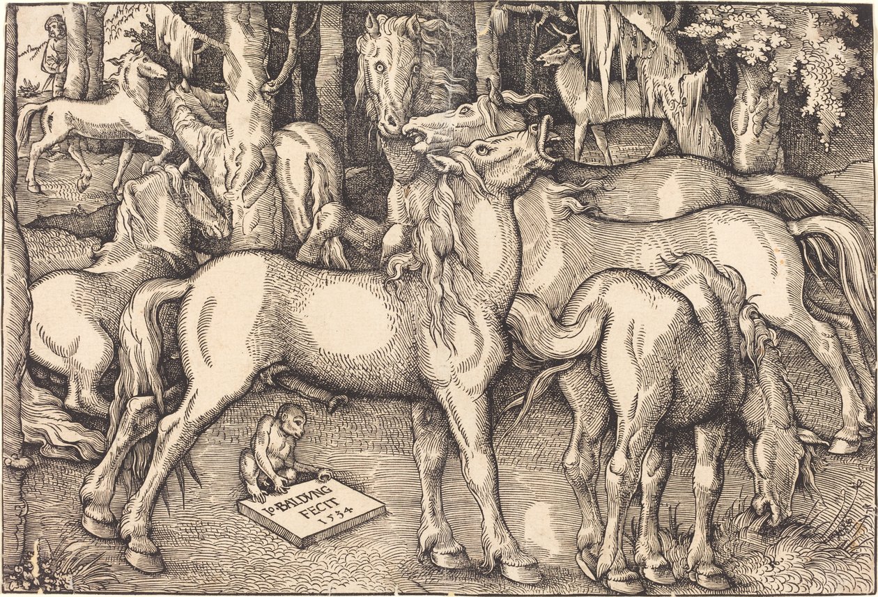 Grupp med sju hästar av Hans Baldung Grien