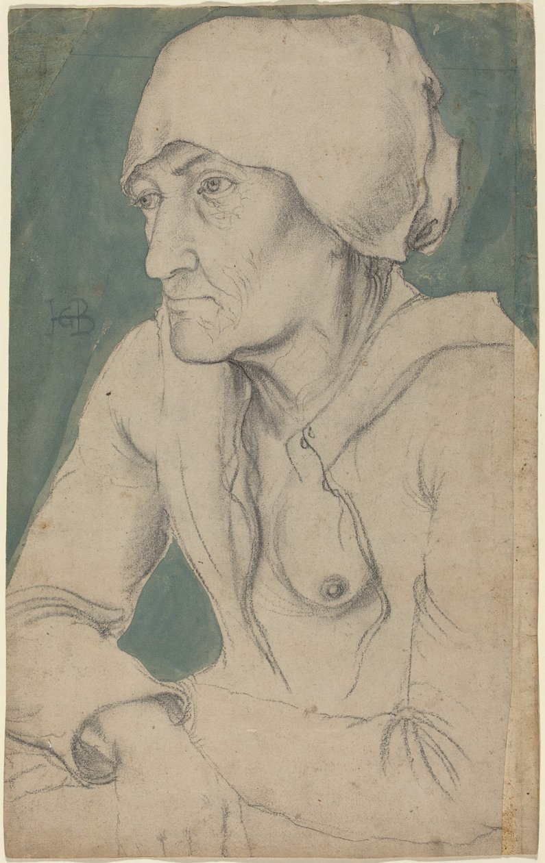 Halvfigur av en gammal kvinna med hätta av Hans Baldung Grien