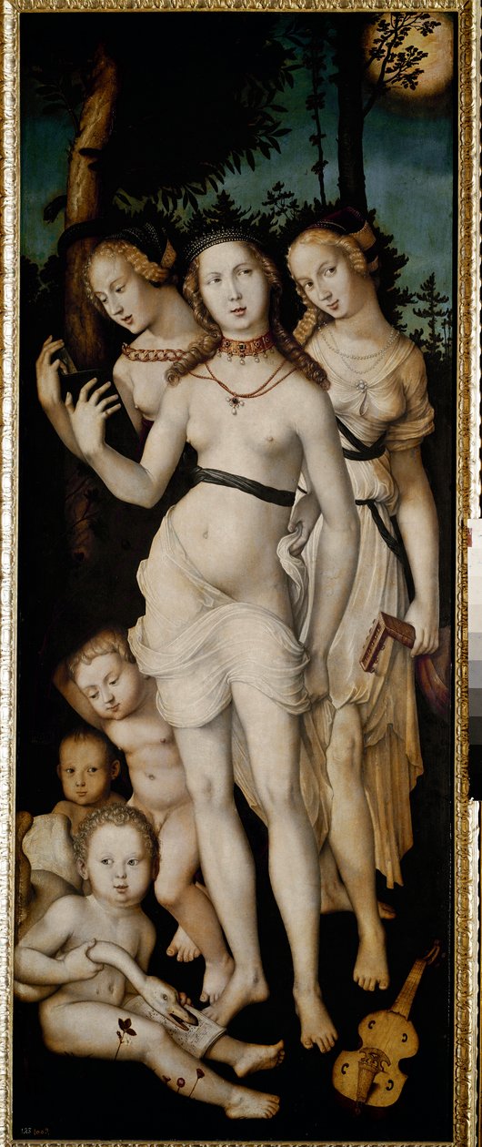 Harmony eller The Three Graces (olja på duk av Hans Baldung Grien