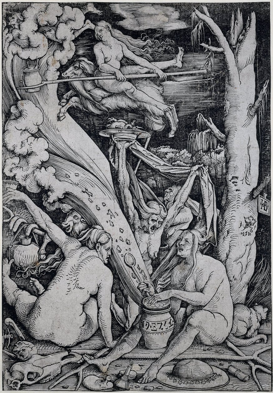Häxor trollar under häxsabbat av Hans Baldung Grien