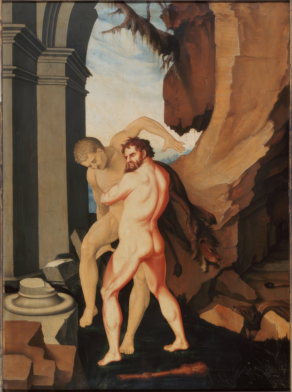 Hercules och Antaeus av Hans Baldung Grien