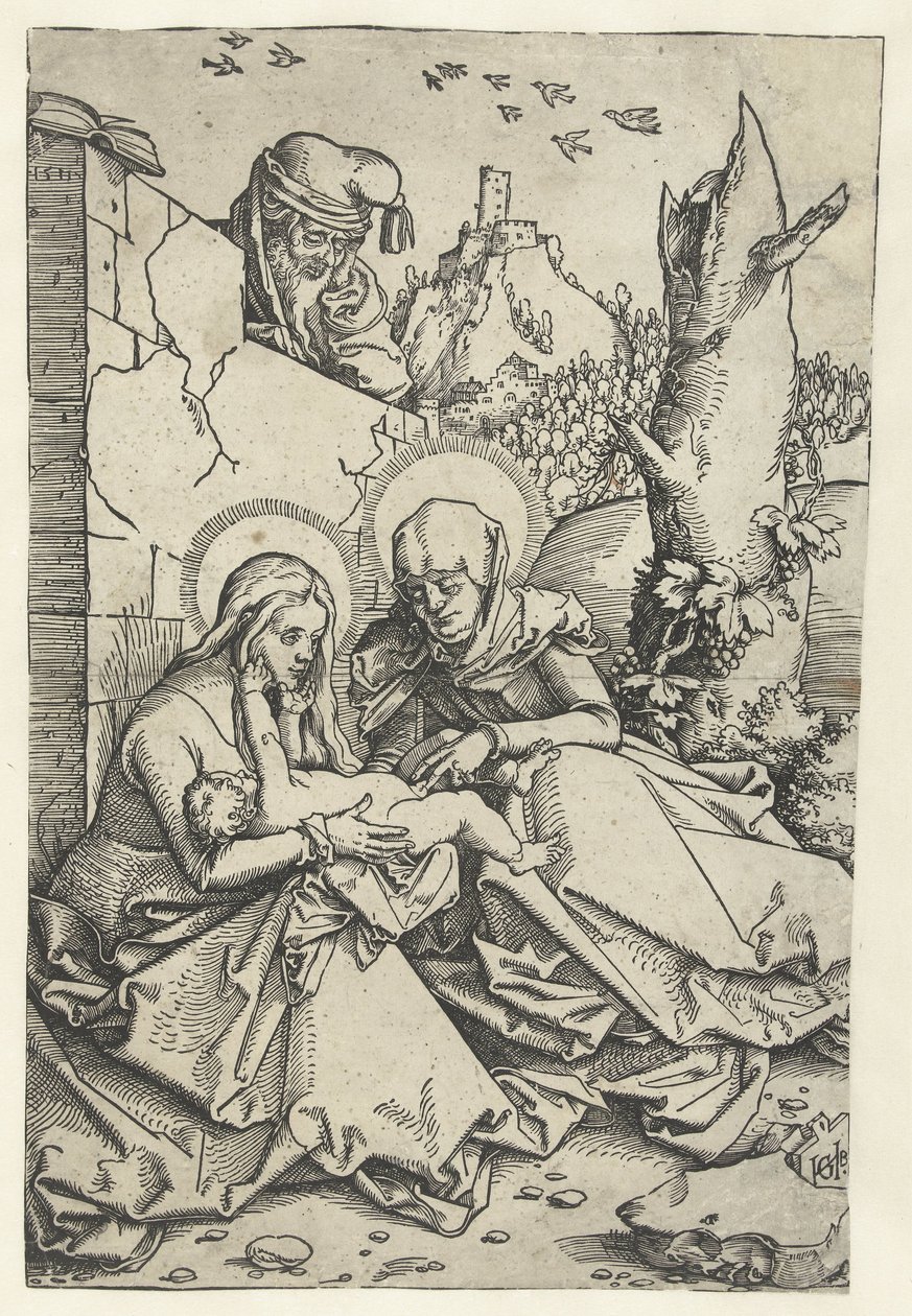 Maria och barn med Anna och Josef Anna i Drieën och Joseph av Hans Baldung Grien