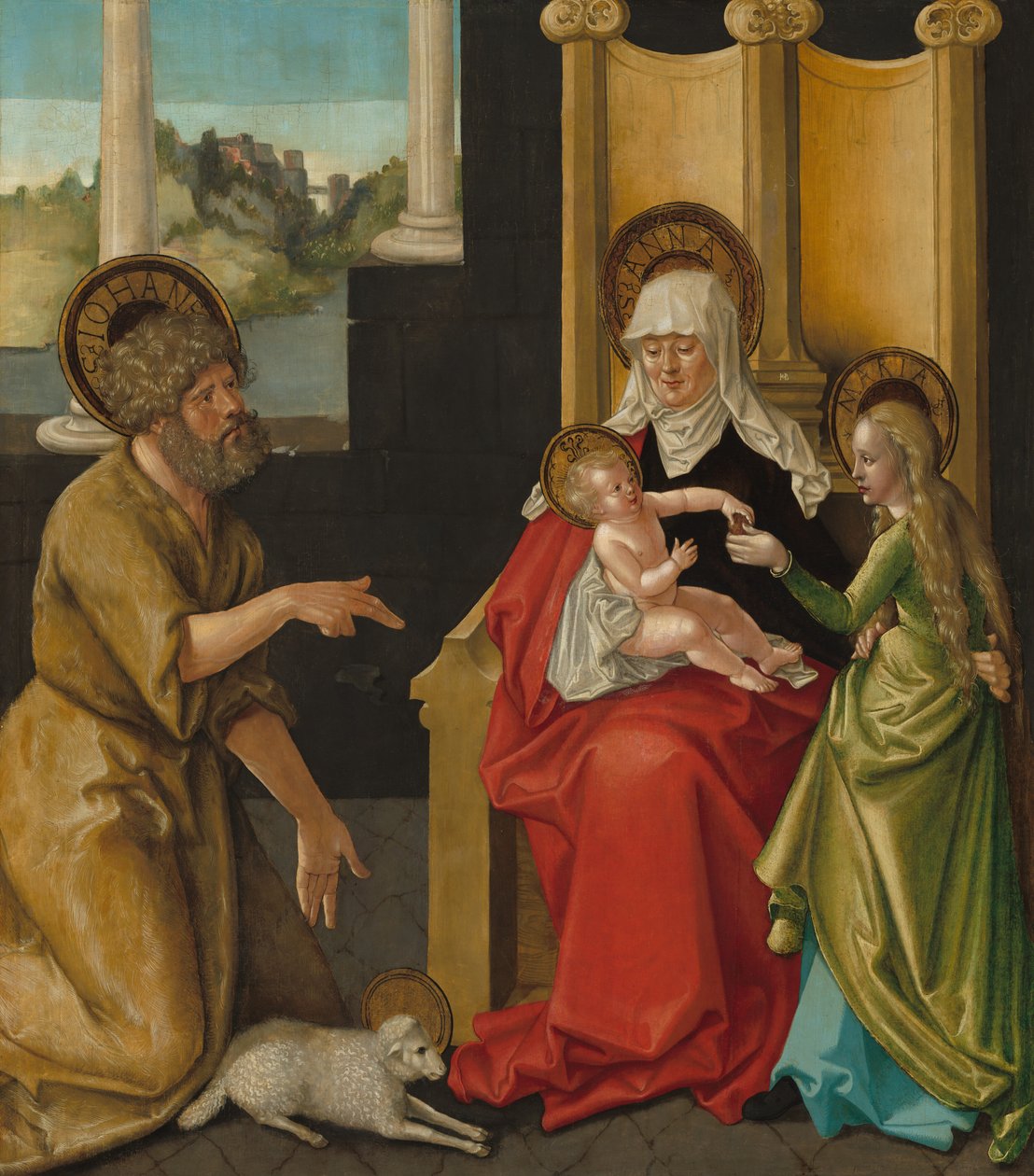Sankta Anna med Kristusbarnet, Jungfrun och Johannes Döparen av Hans Baldung Grien