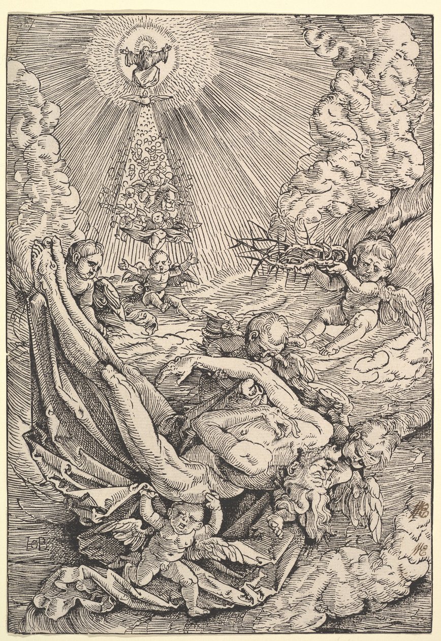 Kristi kropp buren av änglar mot himlen, 1516 av Hans Baldung Grien