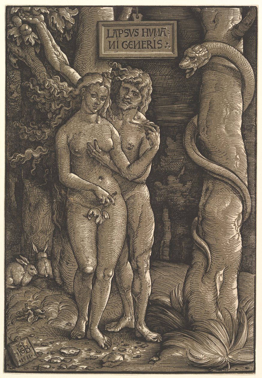 Mänsklighetens fall, 1511 av Hans Baldung Grien