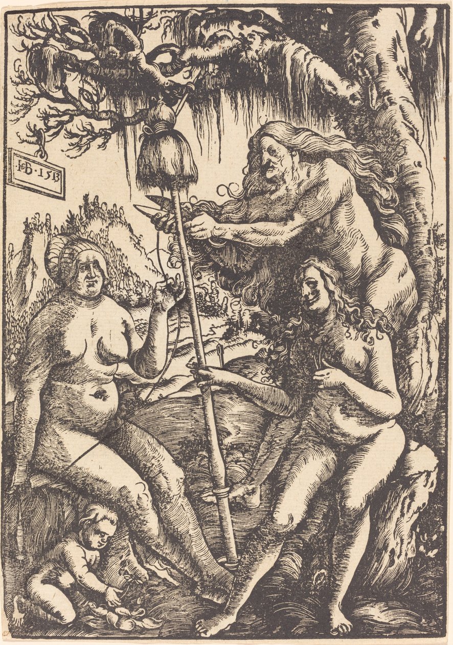 De tre öden: Lachesis, Atropos och Clotho av Hans Baldung Grien
