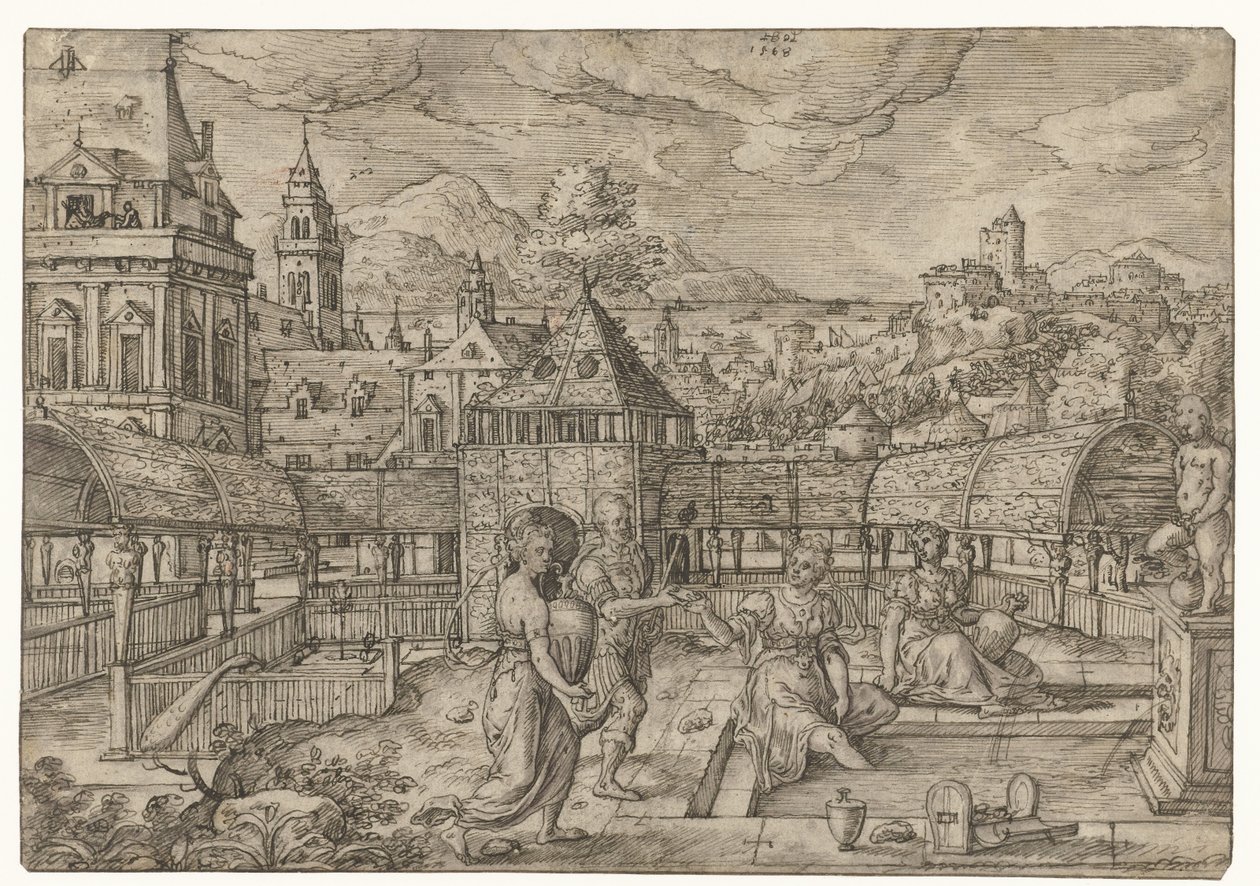 Batseba tar emot budskapet från Uria The Life of David (serietitel) av Hans Bol