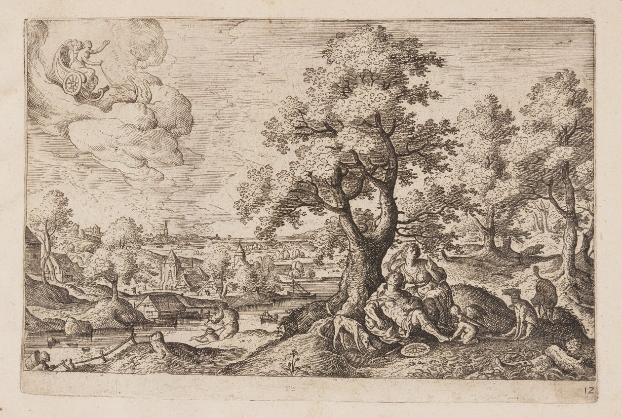 Tavel 12, ur Landskap med scener ur Gamla och Nya testamentet samt Ovidius Metamorfoser av Hans Bol