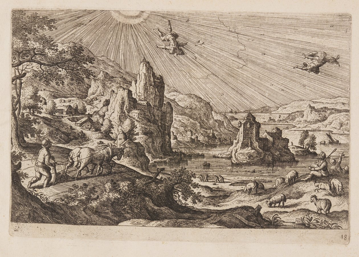 Tavel 18, från Landskap med scener ur Gamla och Nya testamentet samt Ovidius Metamorfoser av Hans Bol