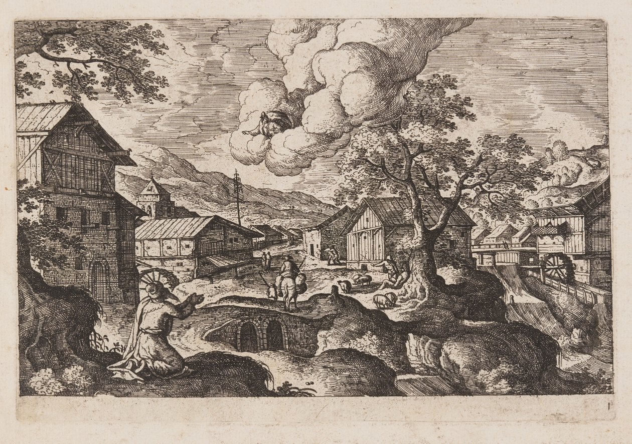 Tavel 1, från Landskap med scener ur Gamla och Nya testamentet och Ovidius Metamorfoser av Hans Bol