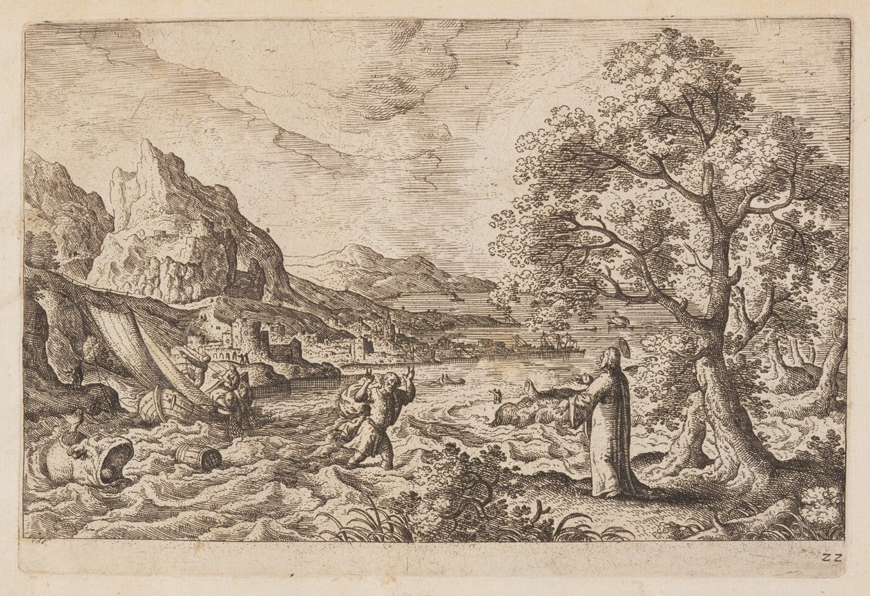 Tavel 22, ur Landskap med scener ur Gamla och Nya testamentet samt Ovidius Metamorfoser av Hans Bol
