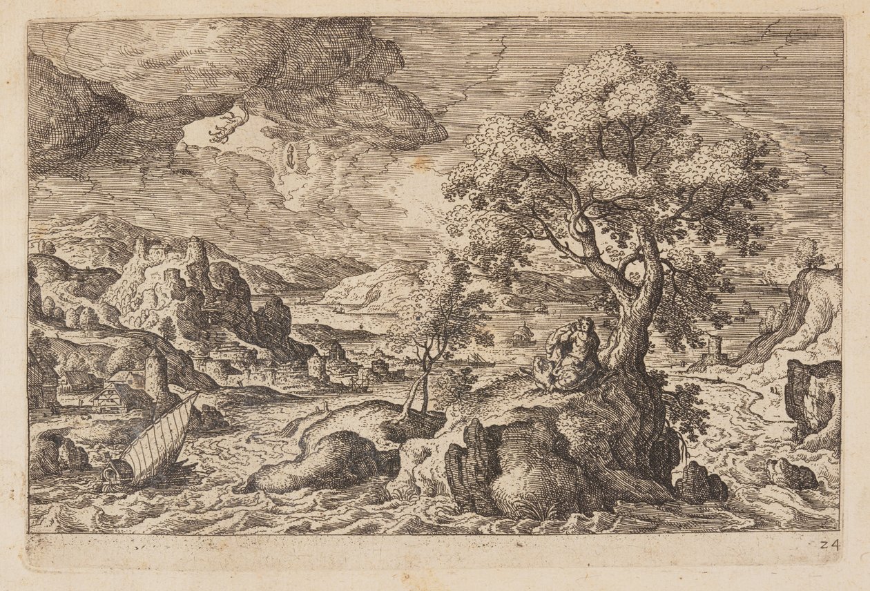 Tavel 24, från Landskap med scener ur Gamla och Nya testamentet samt Ovidius Metamorfoser av Hans Bol