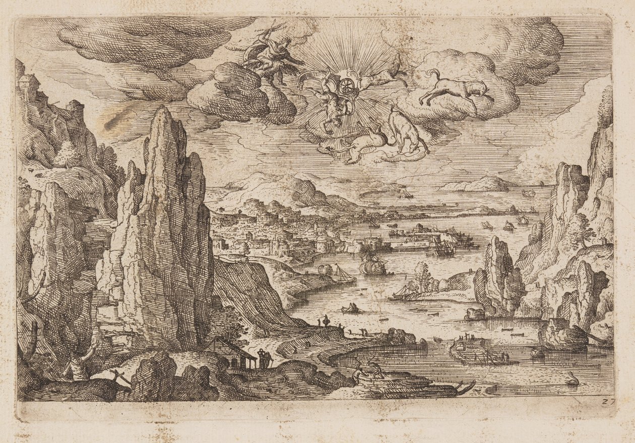 Tavel 27, från Landskap med scener ur Gamla och Nya testamentet samt Ovidius Metamorfoser av Hans Bol