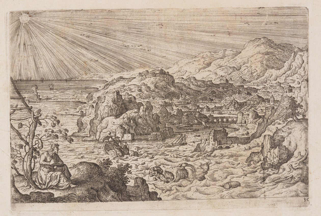 Tavel 30, ur Landskap med scener ur Gamla och Nya testamentet samt Ovidius Metamorfoser av Hans Bol