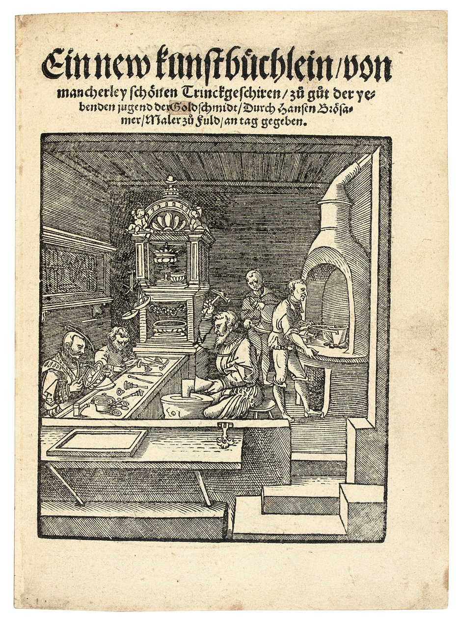 En guldsmedsverkstad, ca 1538 av Hans Brosamer
