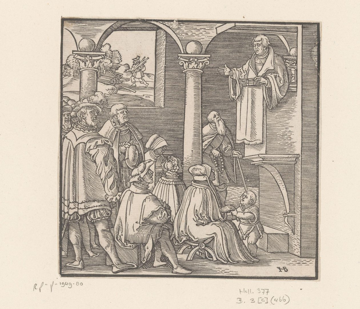 Martin Luther predikar i en kyrka av Hans Brosamer