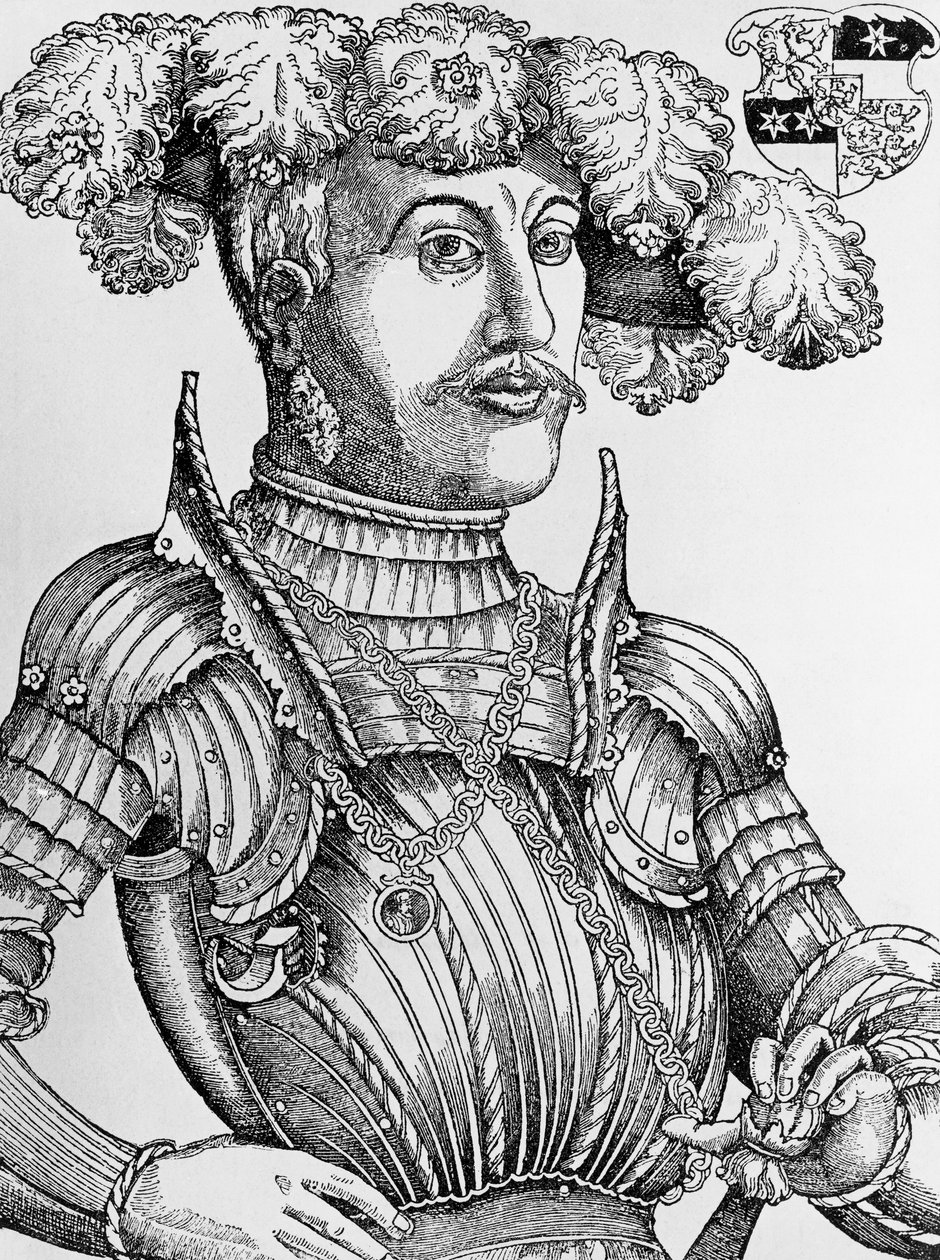 Porträtt av Filip I, landgrave av Hessen, känd som den storsinnade (1504-1567), gravyr av Hans Brosamer (1495-1554) av Hans Brosamer