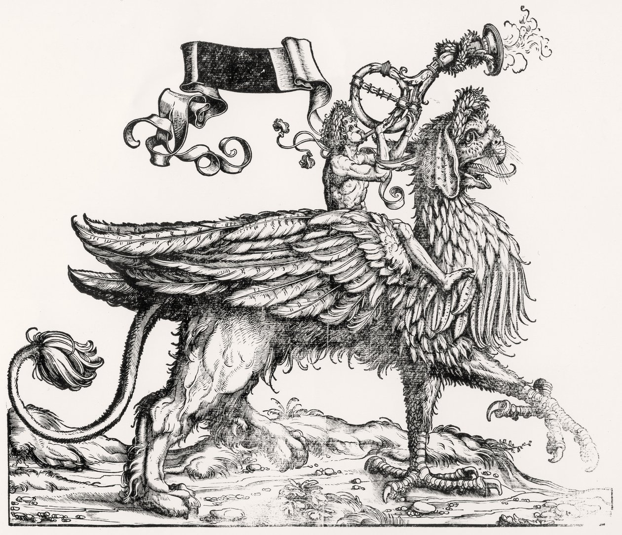 A Mounted Griffin, från Maximilians Triumphal Procession, c.1516-18 av Hans Burgkmair