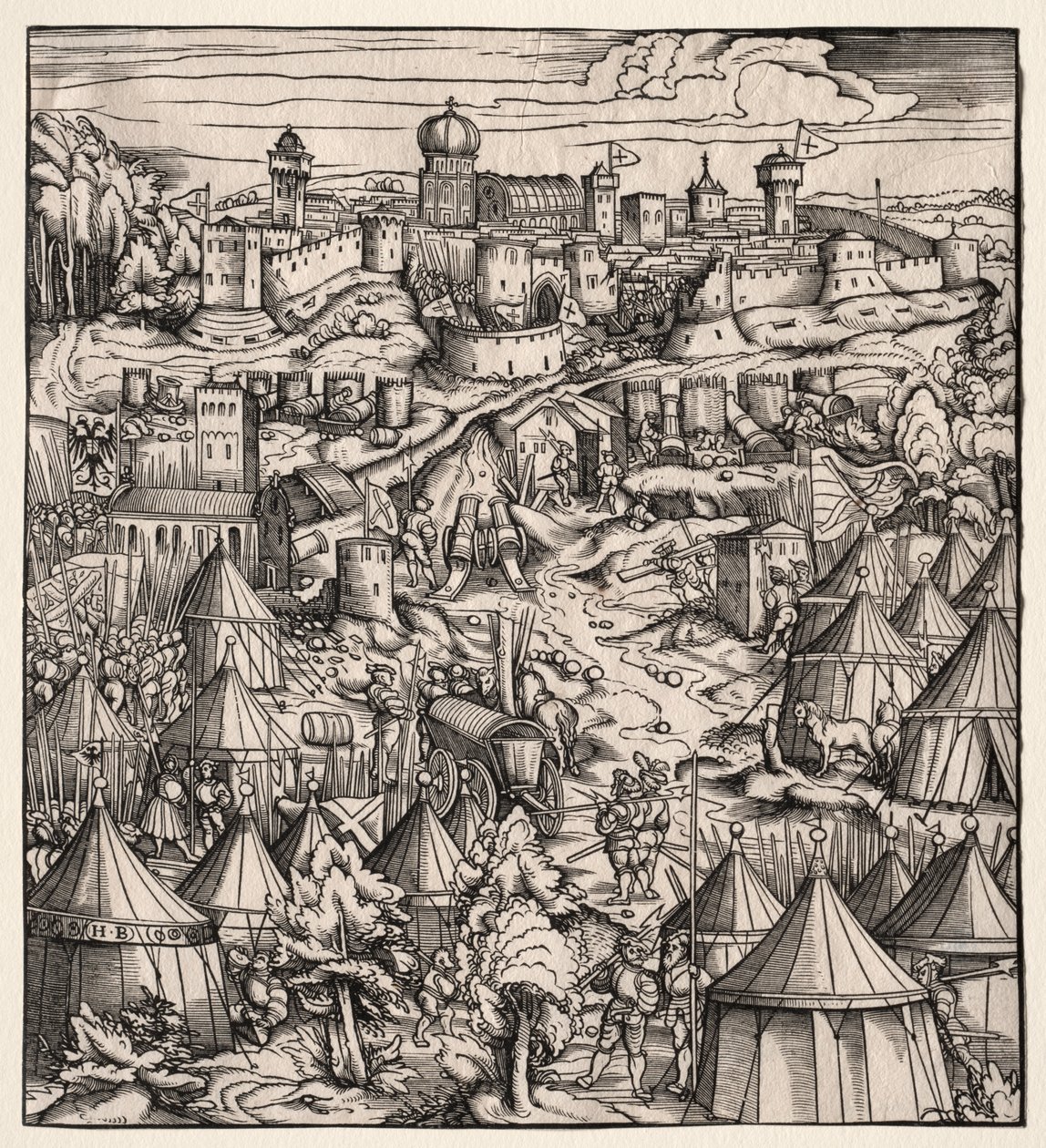 Der Weisskunig (Den vita kungen): Belägringen av Padua av Hans Burgkmair