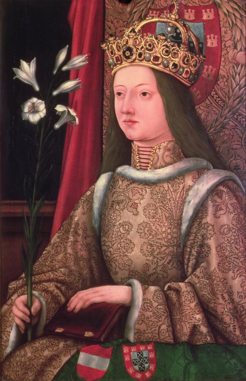 Drottning Eleanor av Portugal (143437-67) fru till Fredrik III (1415-93) (kopia av förlorat original, 1468 (panel) av Hans Burgkmair