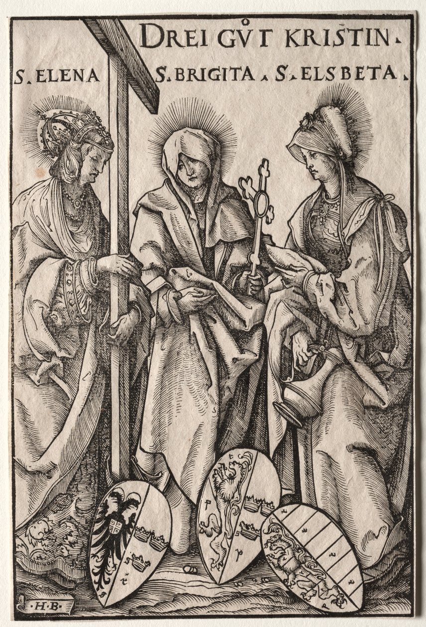 De tre kristna hjältinnorna: Saints Helen, Bridget och Elizabeth av Hans Burgkmair