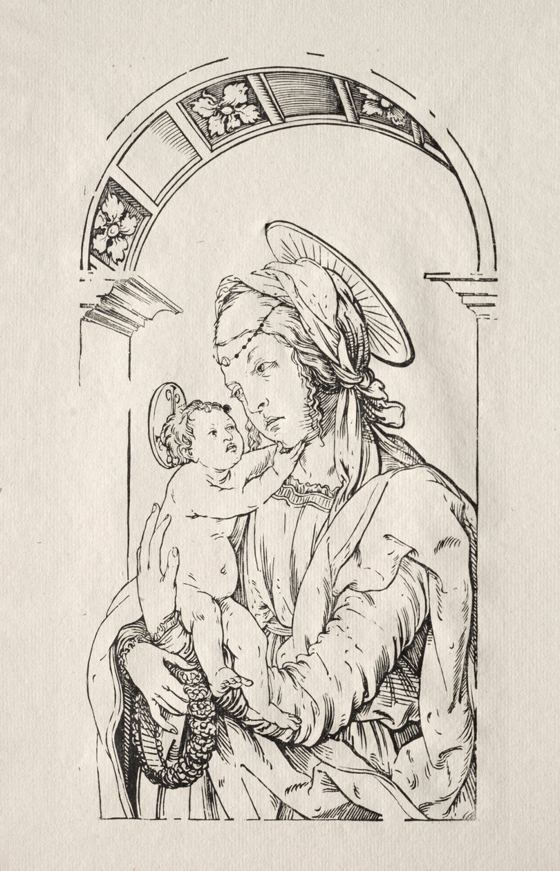 Jungfrun med barnet under en båge, 1508. av Hans Burgkmair