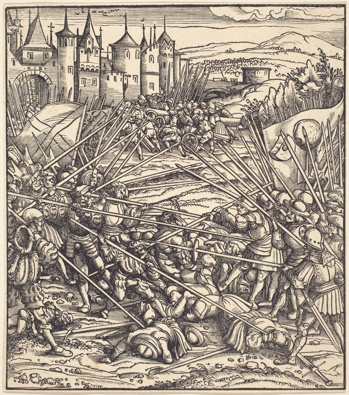 Battle of the Foot Soldiers med lansar av Hans Burgkmair I