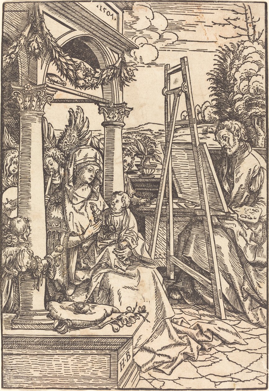 Saint Luke målar porträttet av jungfrun av Hans Burgkmair I