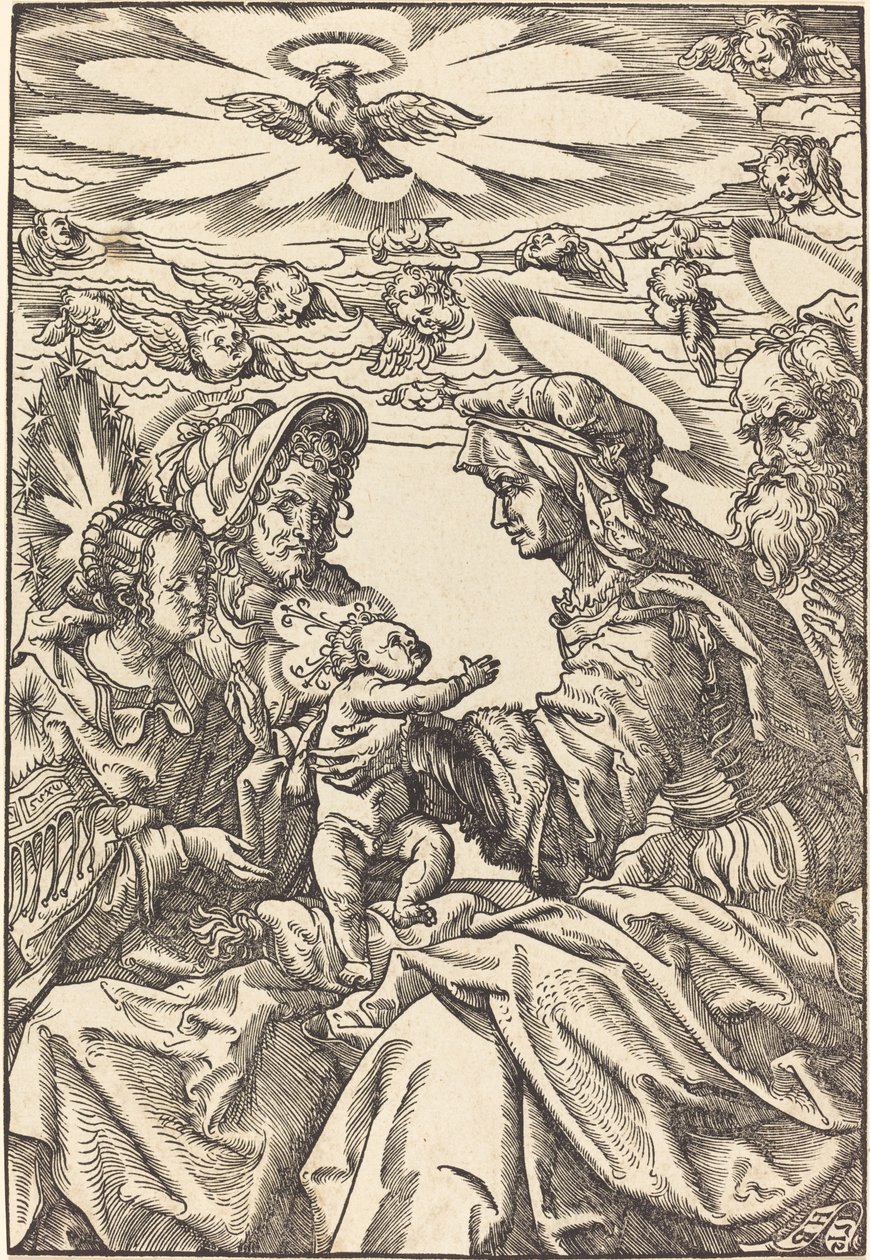Den heliga familjen med Saint Anne och Saint Joachim av Hans Burgkmair I