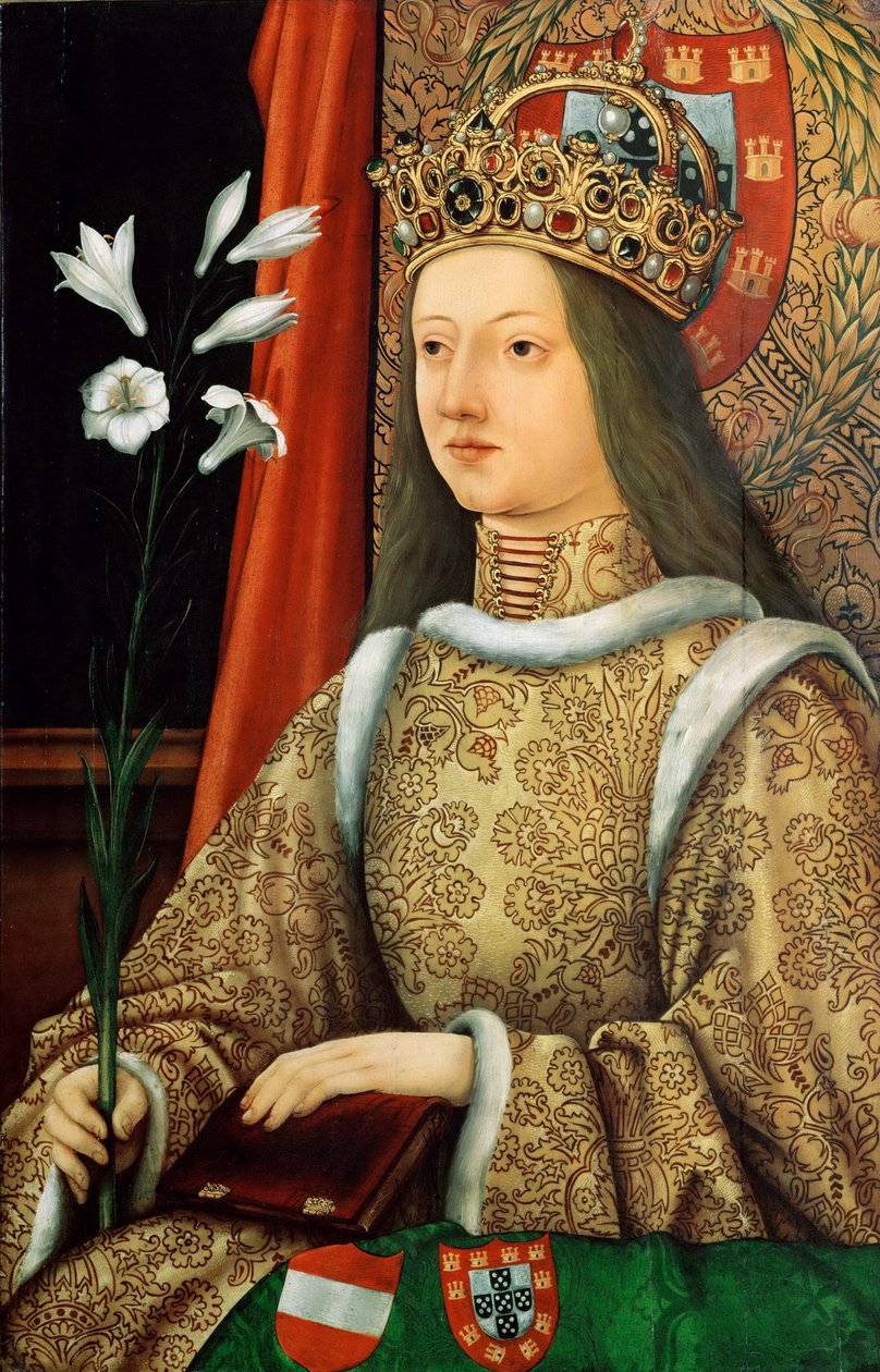 Porträtt av Eleanor av Portugal 1434-1467, heliga romerska kejsarinnan, efter 1468 av Hans Burgkmair the Elder