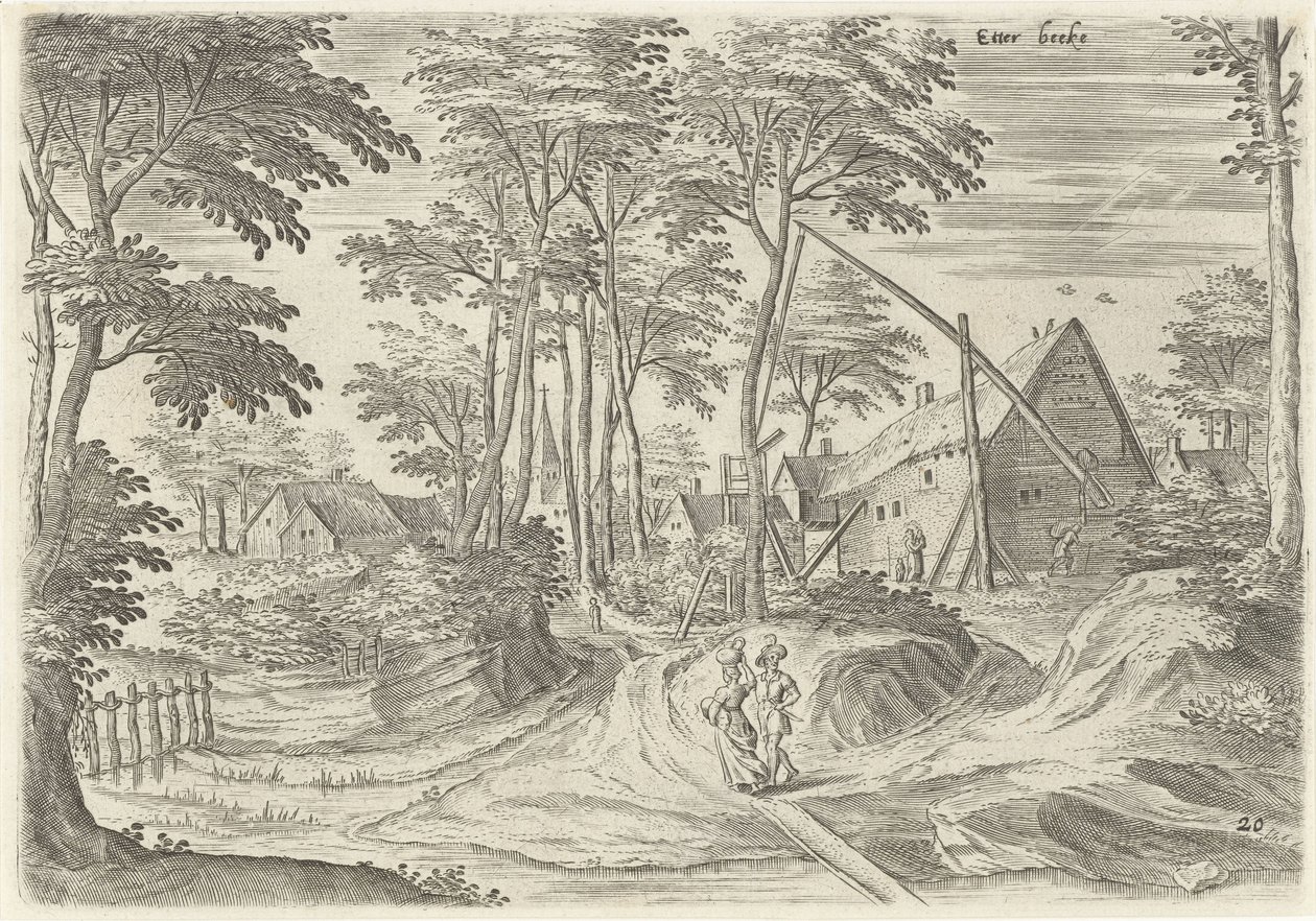 Utsikt över Etterbeek Etter beecke (titel på objekt) Ansikten från Bryssels omgivningar (serietitel) av Hans Collaert (I)