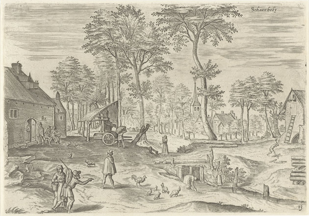 Utsikt över Schaerbeek Schaerbeke (titel på objekt) Sevärdheter från Brysselområdet (serietitel) av Hans Collaert (I)