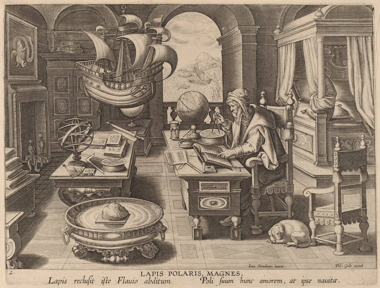 Lapis Polaris, Magnes (Lodestone, The Magnet) av Hans Collaert the Younger after Jan van der Straet