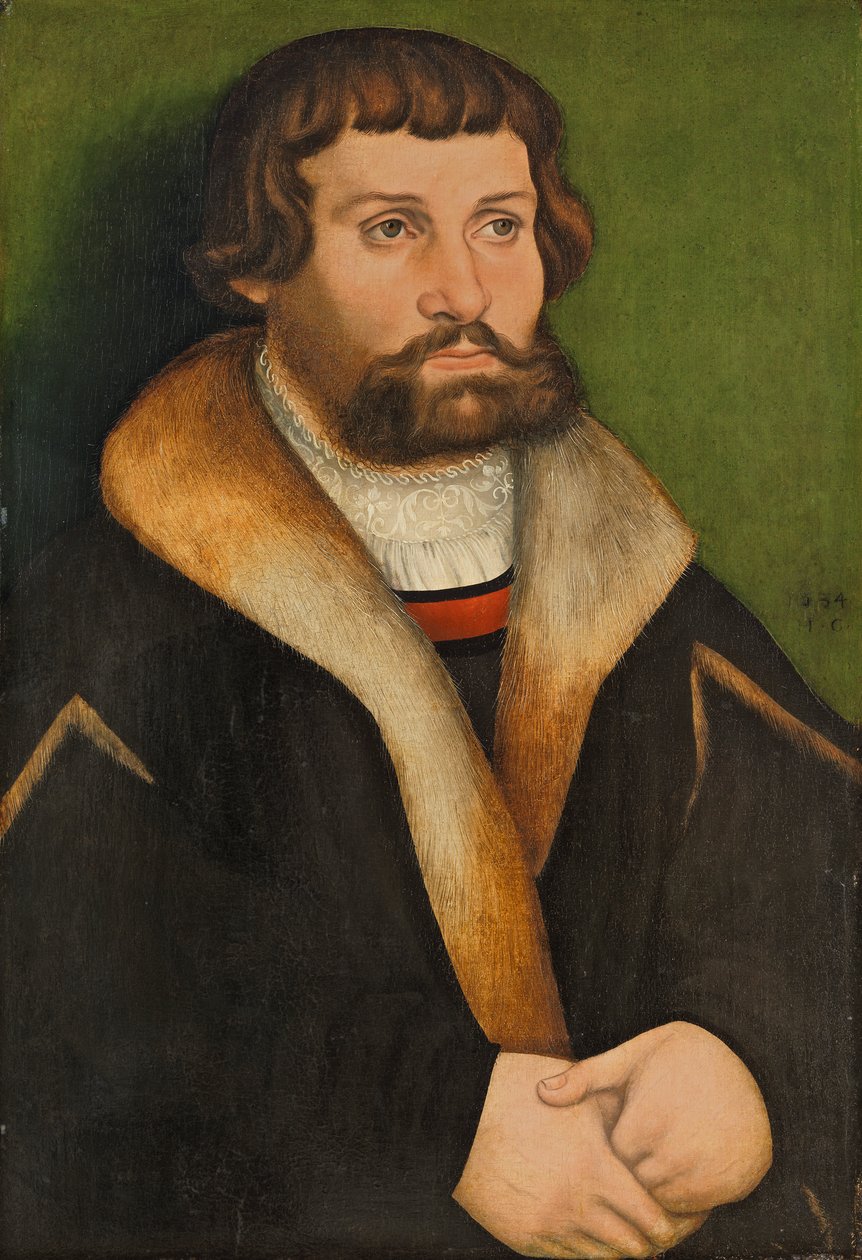 Tyska: Bildnis eines bärtigen Mannes Porträtt av en skäggig man av Hans Cranach