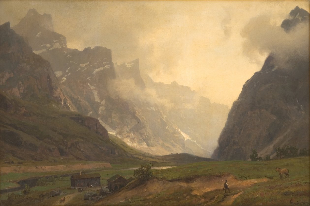 Trolltopparna i Romsdalen: Romsdalshornsfoten till höger av Hans Gude
