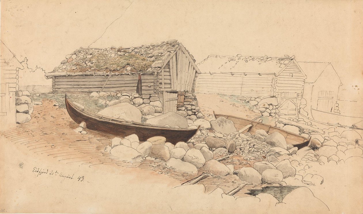 Utsikt över Eidfjord av Hans Gude