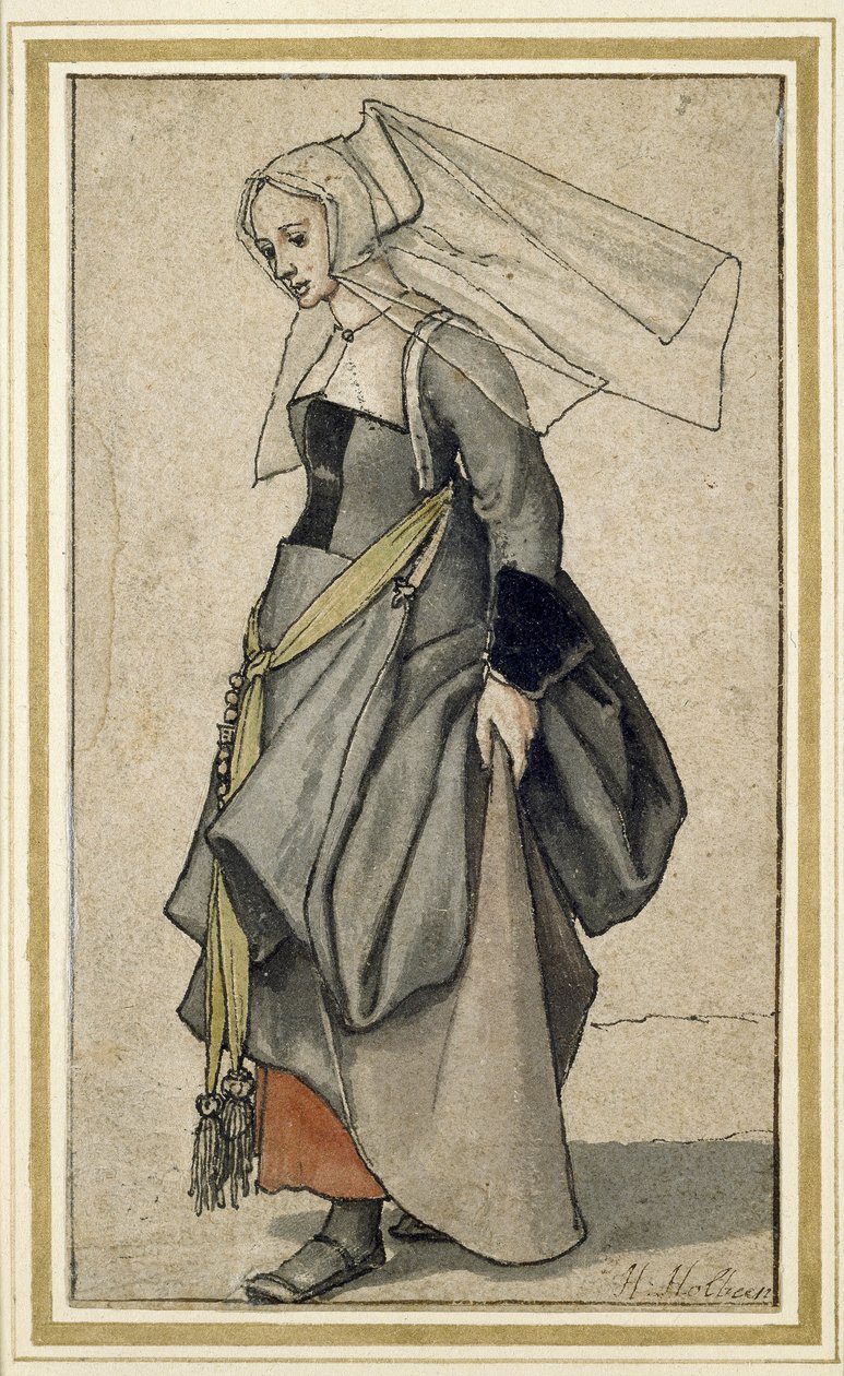 A Young English Woman, 1500-talet (penna och bläck och wc på papper) av Hans Holbein der Jüngere