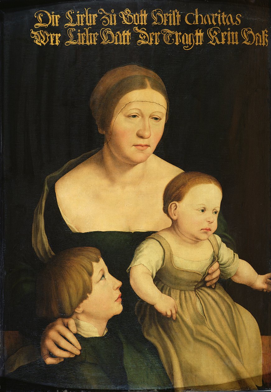 Välgörenhet eller konstnärens familj, ca 1528 av Hans Holbein der Jüngere