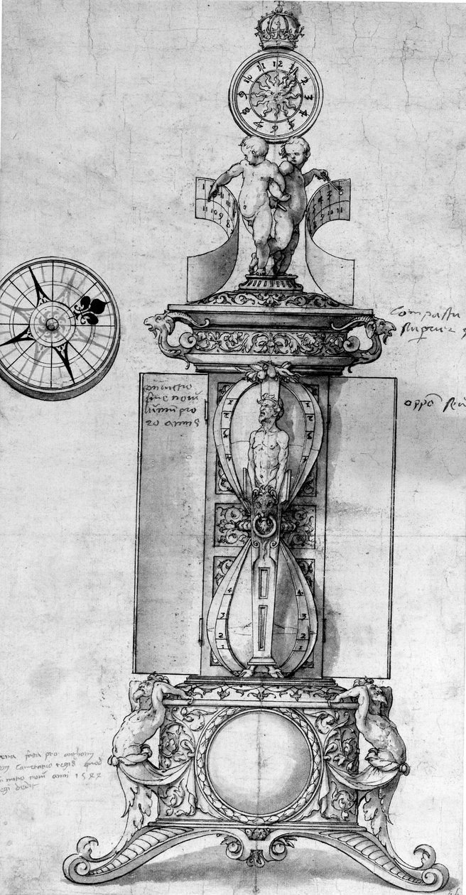 Design för en Clocksalt, c.1543 (penna och bläck och tvätt) av Hans Holbein der Jüngere