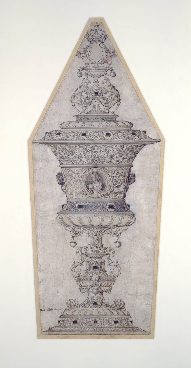 Design för Jane Seymour Gold Cup (penna och bläck och guld på papper) av Hans Holbein der Jüngere