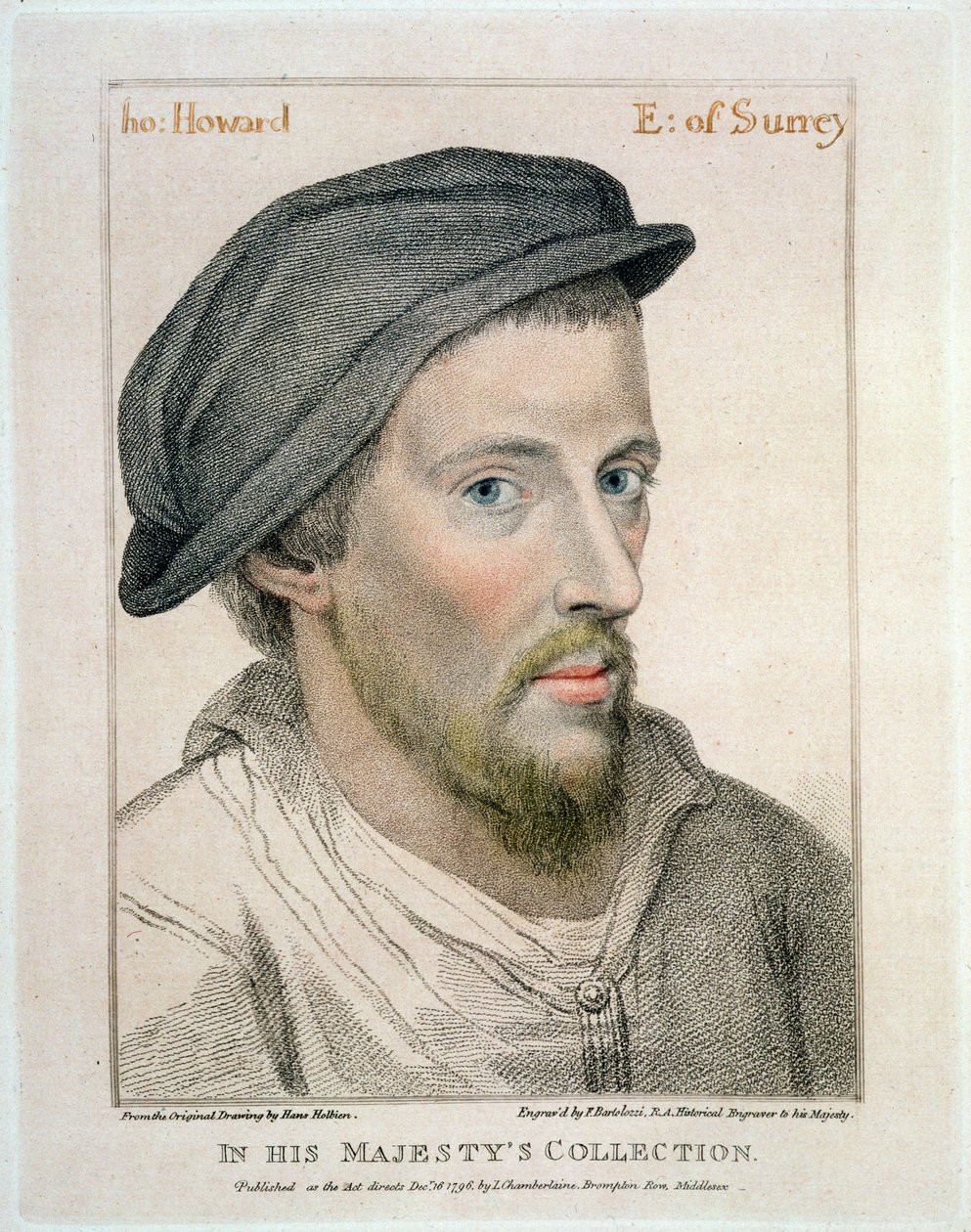 Henry Howard, Earl of Surrey (ca 1517-47) graverad av Francesco Bartolozzi (1727-1815) av Hans Holbein der Jüngere