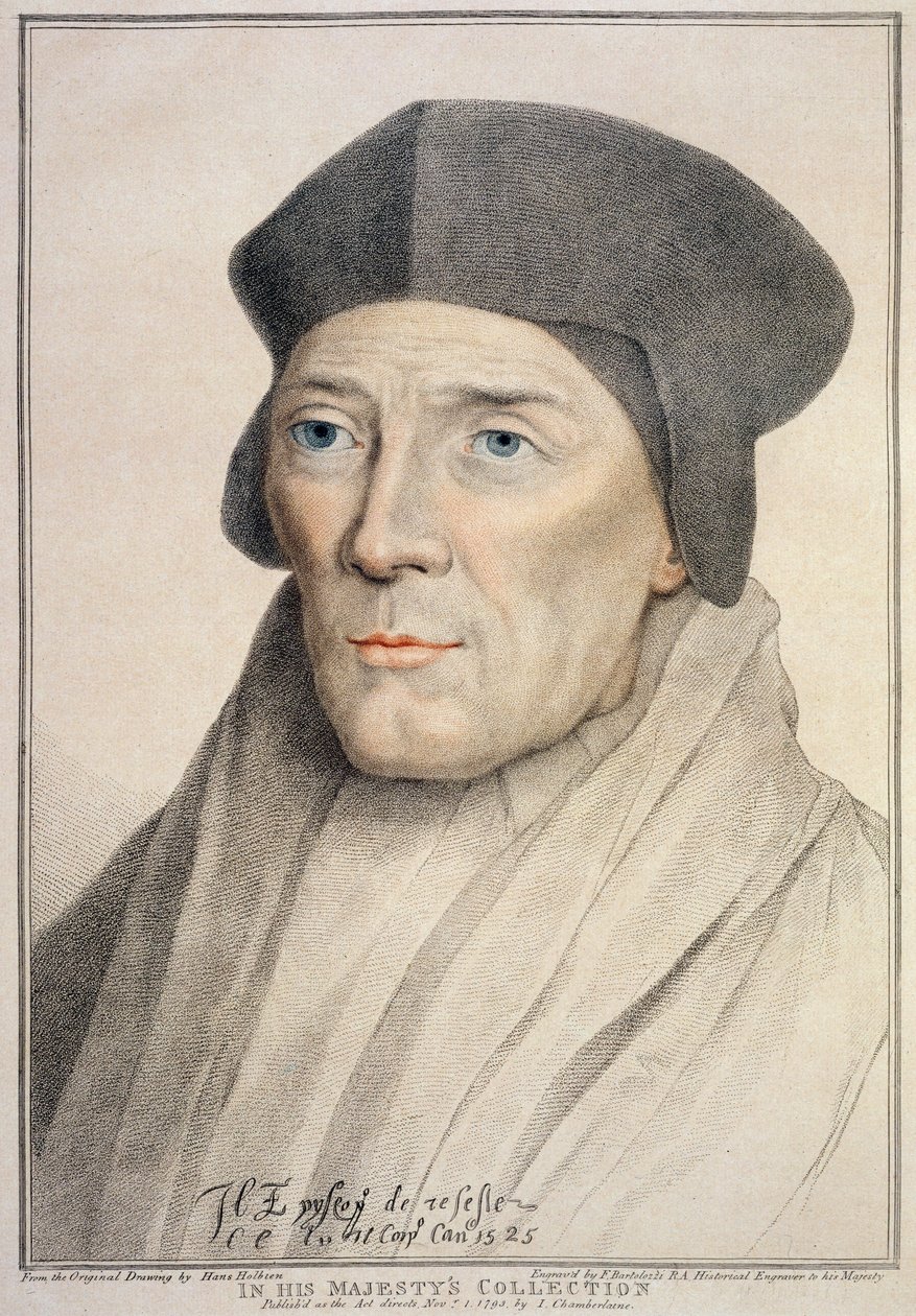 John Fisher, biskop av Rochester (1469-1535) graverad av Francesco Bartolozzi (1727-1815) av Hans Holbein der Jüngere