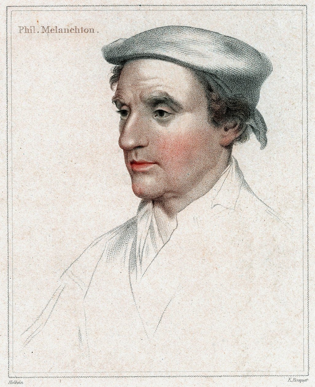 Philip Melancthon, graverad av E. Bocquet av Hans Holbein der Jüngere