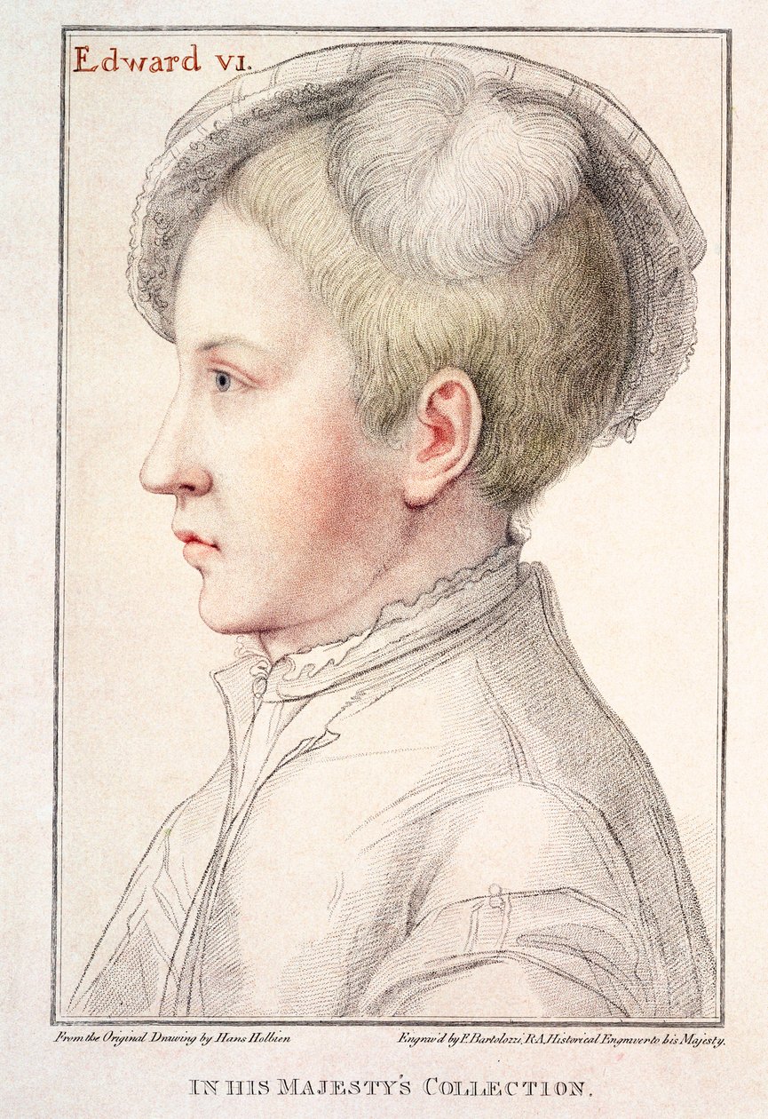 Porträtt av Edvard VI (1537-53) graverat av Francesco Bartolozzi (1727-1815) 1796 av Hans Holbein der Jüngere