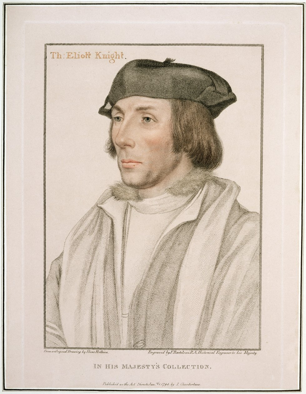 Sir Thomas Elyot (ca 1490-1546) graverad av Francesco Bartolozzi (1727-1815) 1794 av Hans Holbein der Jüngere